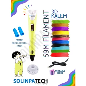 SARI 3D Pen Üç Boyutlu Yazıcı Kalem 59 Metre Filament ve USB KABLO ile Birlikte
