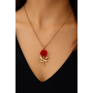 Kadın Paslanmaz Çelik Altın Gül Kolye