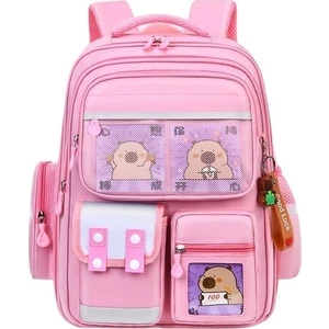 Hannah Peach Kapibala Okul Çantası Kızlar Sevimli Kapibara Sırt Çantası Ilkokul Öğrencileri Büyük Kapasiteli Kir Tutmaz Sırt (Yurt Dışından)