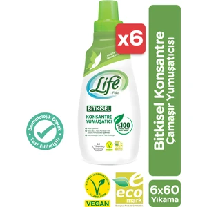 Life By Fakir Vegan Bitkisel Konsantre Çamaşır Yumuşatıcısı 1500 ml x 6 Adet Avantaj Seti