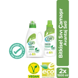 Life By Fakir Sıvı Çamaşır Deterjanı Ve Yumuşatıcı Seti 2 X 1500 ml, Biyoenzim Teknolojisi, %100 Doğal Temizlik