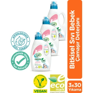 Life by Fakir Vegan Bitkisel Sıvı Bebek Çamaşır Deterjanı 1500 ml x 3 Adet