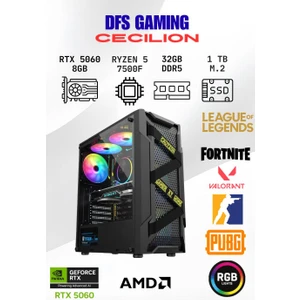 Dfs Gamıng Cecılıon Ryzen 5 7500F-B650M-RTX 5060-32GB Ddr5 Ram-1tb M.2 Ssd-Oyuncu