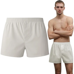 Erkek Pamuklu Poplin Boxer, Tekli Paket, Kırık Beyaz, Large