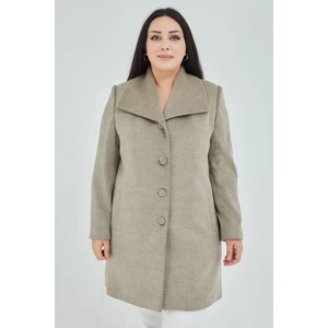 Kadın Büyük Beden  Mendil Yaka Kaban