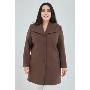 Kadın Büyük Beden  Mendil Yaka Kaban