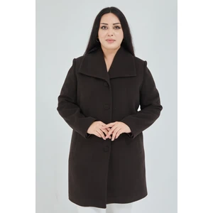 Kadın Büyük Beden  Mendil Yaka Kaban