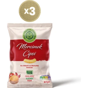 Glutensiz Fabrika Acı Biberli ve Domates Aromalı Mercimek Cipsi 60 g x 3 Paket (Glütensiz & Vegan)