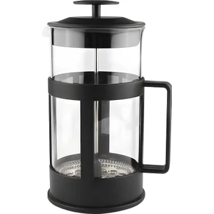350 ml Cam French Press - Isıya Dayanıklı Cam, Paslanmaz Çelik Filtreli, Siyah Renkli Kahve ve Bitki Çayı Demliği