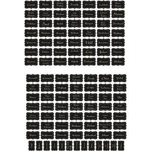 Akkoyunlu Home Yıkanabilir Kavanoz Etiketi 111 Adet Kuruyemiş - Baharat Çeşitleri Sticker Siyah