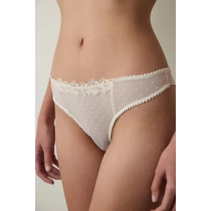 Bej Brode Puantiyeli Düşük Bel Yüksek Bacak Brazilian Külot