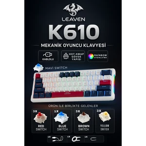 K610 Kablolu Mekanik Oyuncu Klavyesi-Red Switch Hot Swap Rgb-61 Tuş