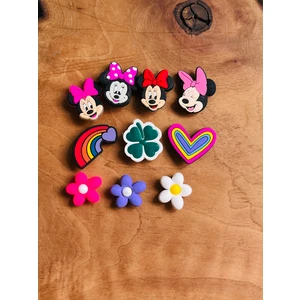 Jibbitz Terlik Süsü 10 Lu Set Tminnie Mouse,çiçek,kalp