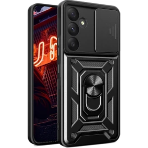 Samsung Galaxy A17 5g Kılıf Kamera Korumalı Sürgülü Yüzüklü Standlı Armor Military Tank Kızaklı Kapak