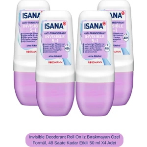 Invisible Deodorant Roll On Iz Bırakmayan Özel Formül, 48 Saate Kadar Etkili 50 ml X4 Adet
