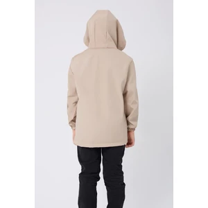 Spor Erkek Çocuk Mürdüm Içi Astarlı Su ve Rüzgar Geçirmez Kapüşonlu Çift Fermuarlı Cepli Yağmurluk