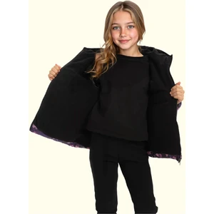 Spor Kız Çocuk Pusula Desen Polar Su Ve Rüzgar Geçirmez Kapüşonlu Cepli Mont