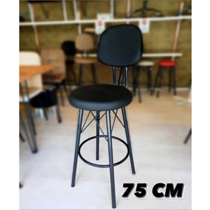 Dolce Bar Yemek Mutfak Bahçe  Sandalyesi Siyah Metal Ayaklı  75 cm