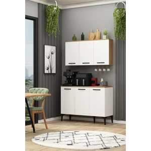 AVM Park Iva+Üst Modül Airfry Dolabı Fırınlı Erzak Dolabı Çok Amaçlı Dolap Askılı Kahve Köşesi