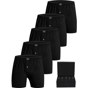Erkek %100 Pamuklu Boxer 5'li Set Düğmeli, Rahat Kalıp, Yüksek Kaliteli, Premium Özel Siyah Kutusunda, İç Giyim, Çamaşır