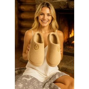 Nakışlı Kadife Önü Unisex Kapalı Kışlık Terlik Günlük Ev Içi Terlik Çeyiz Bohça