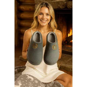 Nakışlı Kadife Önü Unisex Kapalı Kışlık Terlik Günlük Ev Içi Terlik Çeyiz Bohça