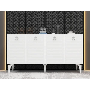 Demonte Dekor Arona Konsol 4 Kapaklı Raflı Beyaz