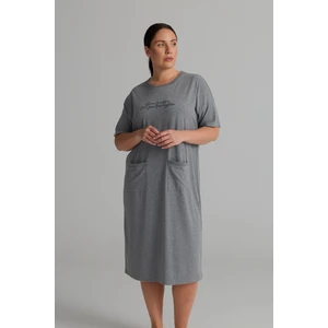 Kadın Plus Size Pamuklu Uzun Kollu Gecelik