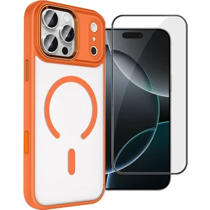 iPhone 17 Pro Max Kılıf Krom Armor Manyetik Şarj Kapak + Tam Kapatan Ekran Koruyucu