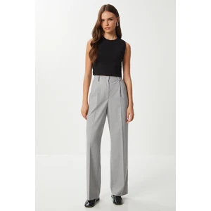 Geniş Pensli Poliviskon Palazzo Pantolon LGP0021 Gri