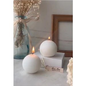 Ersu Store Dekoratif Yuvarlak Mum 2'li Set Akasya Kokulu Soya Wax Şık Tasarım Ev Dekoru