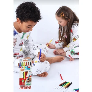 Unisex Boyanabilir Pijama Takımı %100 Pamuk + 6’lı Yıkanabilir Keçeli Kalem Hediyeli