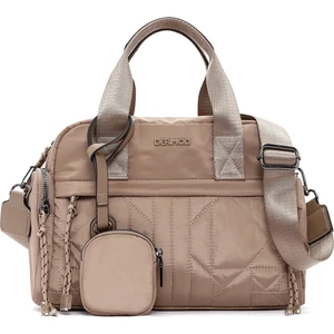 Kadın Bej Uzun Askılı Aksesuar Detaylı Kumaş Kol Çantası 25WBD24746F