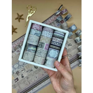 Vintage Retro Temalı 20’li  Washi Bant Seti – Letters From Anna Serisi (20*2 M) /masking Tape/ Desenli Bant