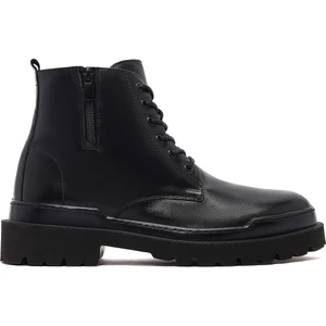 Erkek Siyah Bağcıklı Fermuarlı Deri Casual Bot 25WFD601918