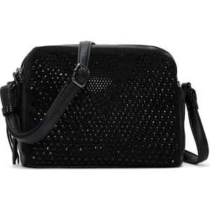 Kadın Siyah Uzun Askılı Taşlı Çapraz Çanta 25ABD240814