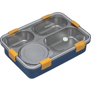 Bento 850ML Lunchbox Yeni Koleksiyon Tek Katlı 4 Bölmeli ve Kaseli Çelik Sefer Tası Yemek Kutusu