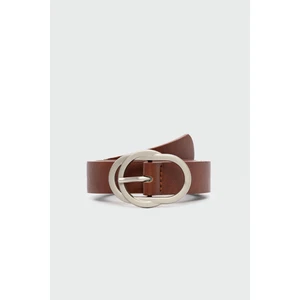 Yuvarlak Tokalı Suni Deri Kemer Taba