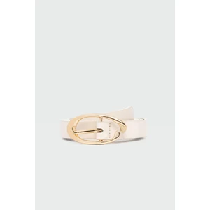 Oval Şekilli Suni Deri Kemer Krem