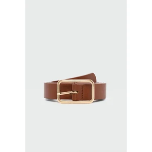 Dikdörtgen Tokalı Klasik Deri Kemer Taba