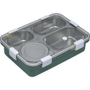 Bento 850ML Lunchbox Yeni Koleksiyon Tek Katlı 4 Bölmeli ve Kaseli Çelik Sefer Tası Yemek Kutusu