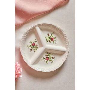 Vintage Rose Bölmeli Sunumluk 25 cm Krem