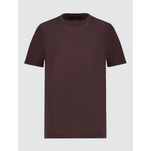 Jimmy Key Acı Kahve Bisiklet Yaka Kısa Kollu Modal Örme Tişört