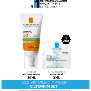 Yağlı ve Karma Ciltler Için Cilt Bakım Seti:anthelios SPF50+GÜNEŞ Kremi 50ML&EFFACLAR Duo+ 2mlx5