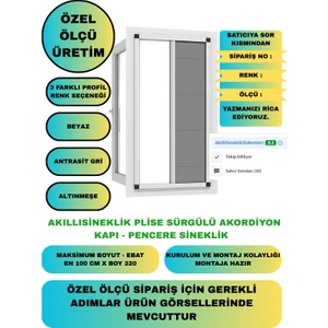 Plise Pileli Akordiyon Sürgülü Kapı Sinekliği 0-110 En, 0-220 Boy