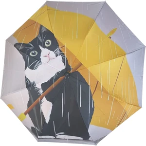 Kedi Desenli Şemsiye Rüzgara Dayanıklı Çanta Boy Bayan Şemsiyesi