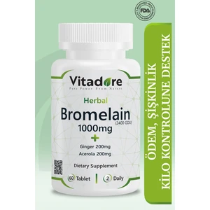 Herbal Bromelain 1000 Mg (2400 Gdu) + 400 Mg Zencefil ve Acerola ile Güçlü Proteolitik Enzim Destek