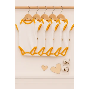 5 Li Set Organik %100 Pamuk Sarı Biyeli 0-3 Aylık 3 Yaş Arası Kız Erkek Unisex Çıtçıtlı Body Zıbın