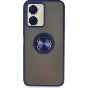 Vivo Y16 Kılıf Kamera Korumalı Yüzüklü Manyetik Standlı Arkası Buzlu Iring Kapak