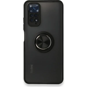 Xiaomi Redmi Note 11S Kılıf Kamera Korumalı Yüzüklü Manyetik Standlı Arkası Buzlu Iring Kapak